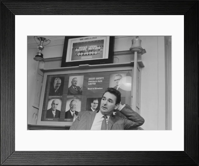 Framed Print : Derby County manager Brian Clough seen here in the boardroom of the Baseball Ground Framed Print : Derby County manager Brian Clough seen here in the boardroom of the Baseball Ground