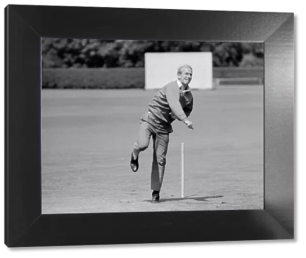 England footballer Bobby Charlton relaxes with a game of cricket the day before taking