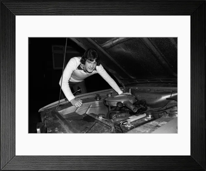 Framed Print : Footballer Glenn Hoddle at home with his car 1976 Framed Print : Footballer Glenn Hoddle at home with his car 1976