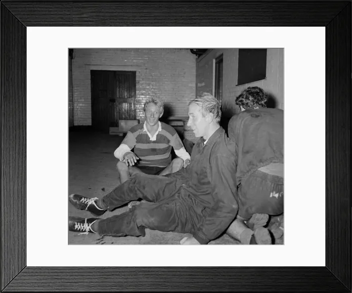Framed Print : Manchester United teammates Bobby Charlton and Denis Law pictured together after a Framed Print : Manchester United teammates Bobby Charlton and Denis Law pictured together after a