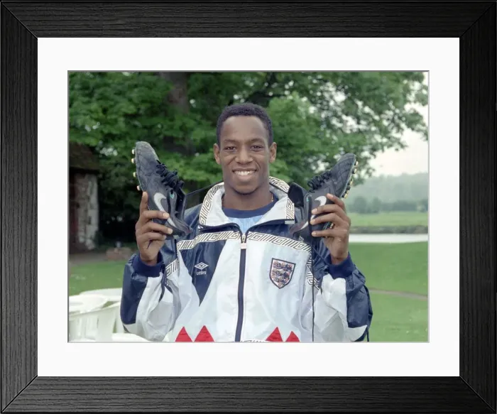 Framed Print : England and Arsenal footballer ian Wright getting ready for the upcomoing international Framed Print : England and Arsenal footballer ian Wright getting ready for the upcomoing international