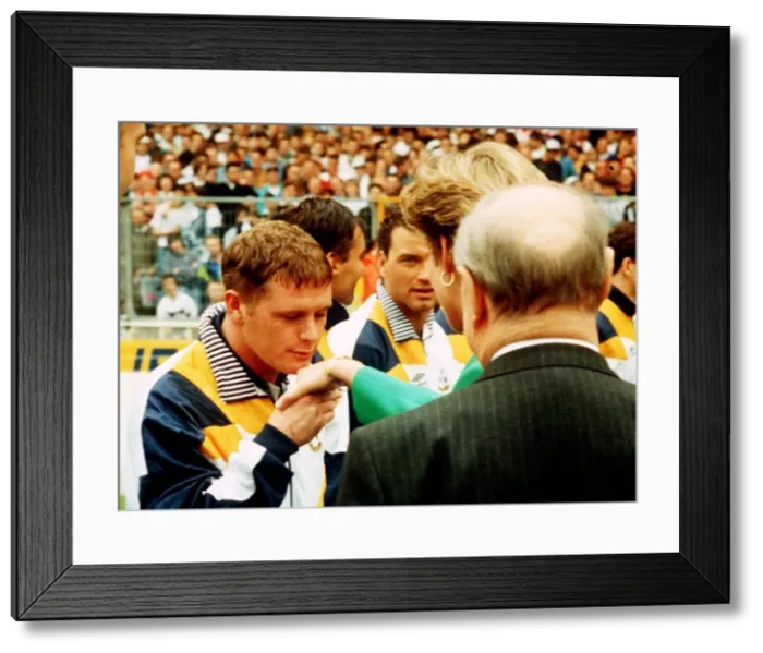 Framed Print : Paul Gascoigne kisses Princess Dianas hand at the FA Cup Final between Spurs Framed Print : Paul Gascoigne kisses Princess Dianas hand at the FA Cup Final between Spurs
