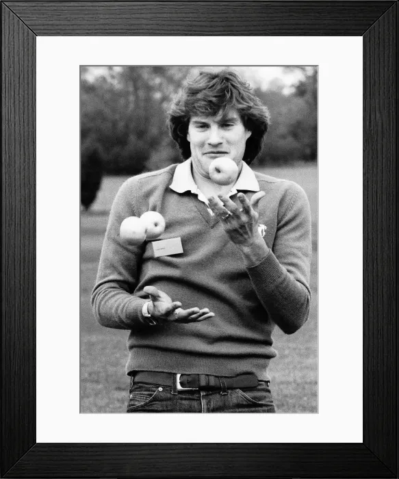 Framed Print : Glenn Hoddle Football Tottenham Hotspurs FC England jugles with apples after hearing he