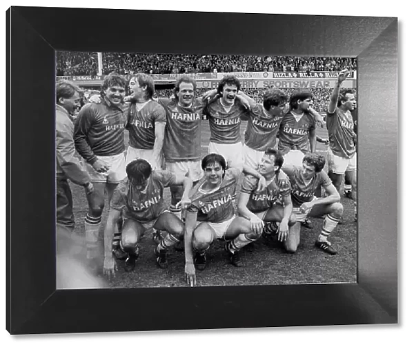 Everton players celebrate following their 2-0 victory over QPR at Goodison Park which