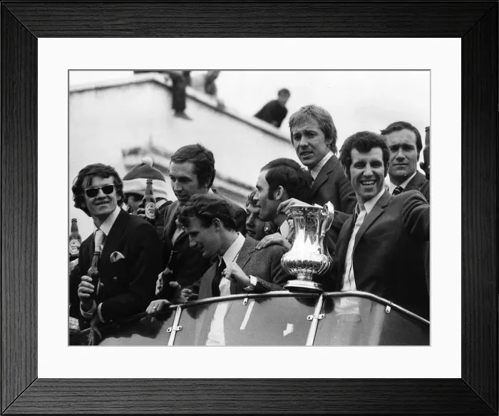 Framed Print : Chelsea team bus arrives home with FA Cup 1970 Framed Print : Chelsea team bus arrives home with FA Cup 1970