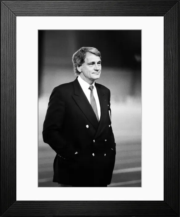 Framed Print : England manager Bobby Robson watches his sides 3-1 defeat to West Germany during Framed Print : England manager Bobby Robson watches his sides 3-1 defeat to West Germany during