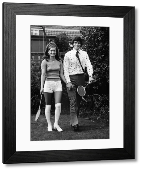 Framed Print : Larry Lloyd Liverpool central defender and wife Sue Lloyd pose for pictures in the garden Framed Print : Larry Lloyd Liverpool central defender and wife Sue Lloyd pose for pictures in the garden