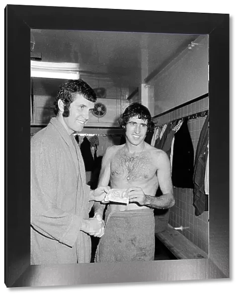 European Cup Winners Cup. Peter Osgood shakes hands with an unidentified Chelsea