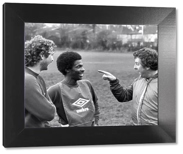 Crystal Palace boss Alan Mullery makes a point to young star Vince Hillaire during