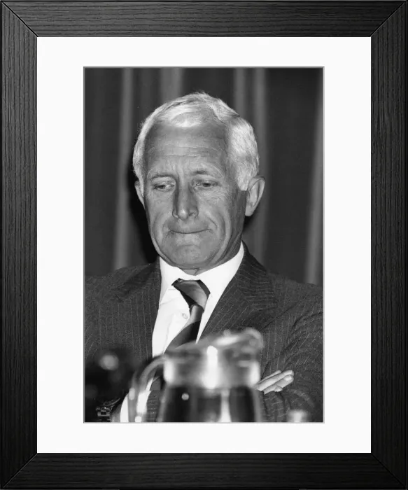 Framed Print : Ron Noades Crystal Palace Chairman in a solemn moment at news press conference May 1993