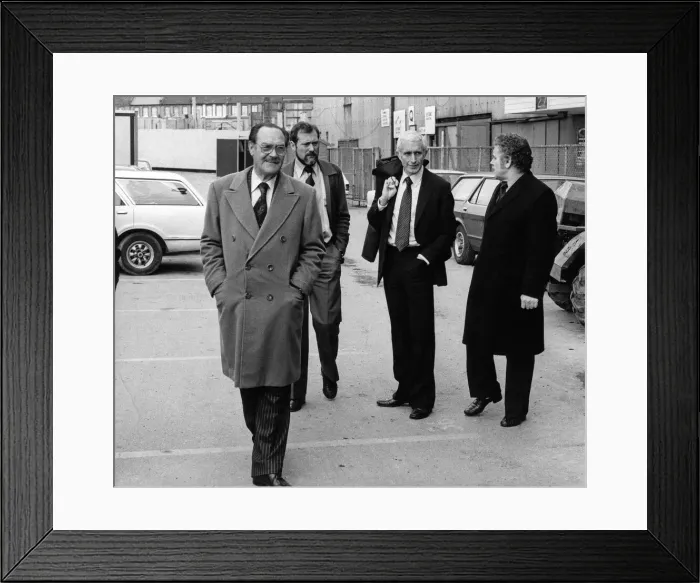 Framed Print : Ron Noades (centre) new owner of Crystal Palace football club looks round Selhurst Park