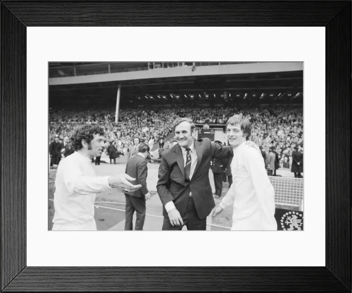 Framed Print : F. A. Cup Final 1972 May 6th 1972 Leeds United Manager Don Revie congratulates Alan Framed Print : F. A. Cup Final 1972 May 6th 1972 Leeds United Manager Don Revie congratulates Alan