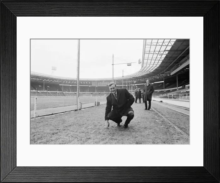 Framed Print : Don Revie Leeds United manager pays a quick visit to Wembley for check on the ground