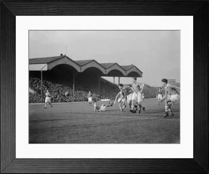 Framed Print : Charlton v Cardiff October 1952 Another Charlton attack on the Cardiff goal