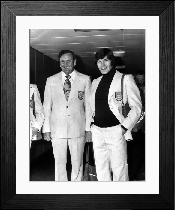 Framed Print : Don Revie and Malcolm Macdonald at Heathrow Airport before leaving for Cyprus Framed Print : Don Revie and Malcolm Macdonald at Heathrow Airport before leaving for Cyprus