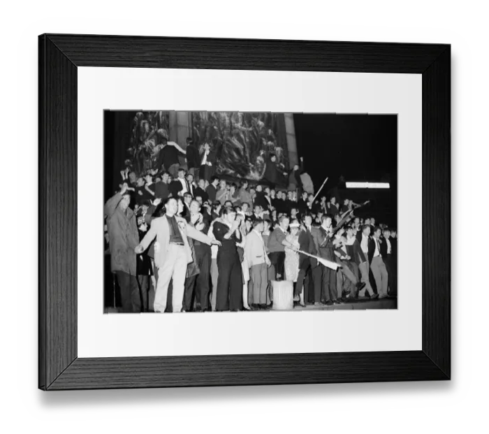 Framed Print : 1966 World Cup Tournament in England. England fans celebrate in Trafalgar Square in