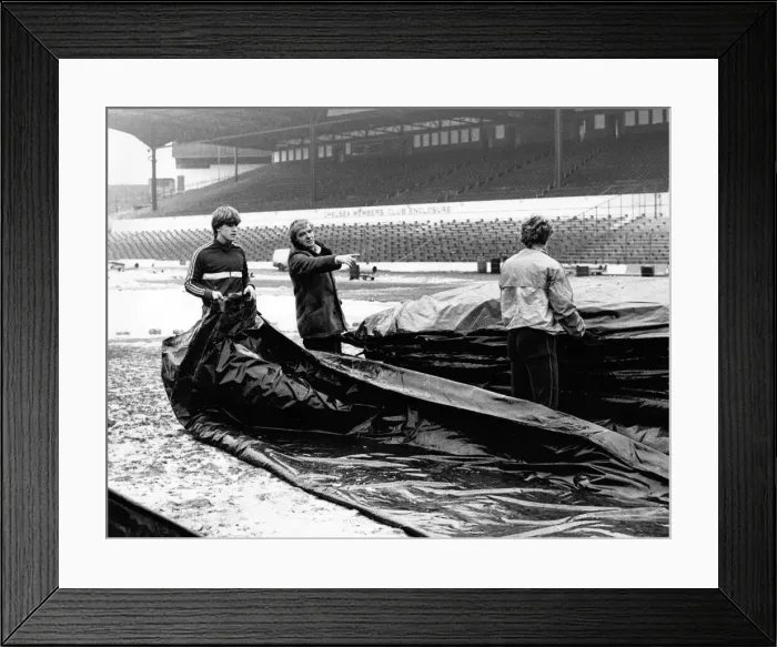 Framed Print : Chelsea manager John Neal with his ground staff at Stamford Bridge Framed Print : Chelsea manager John Neal with his ground staff at Stamford Bridge