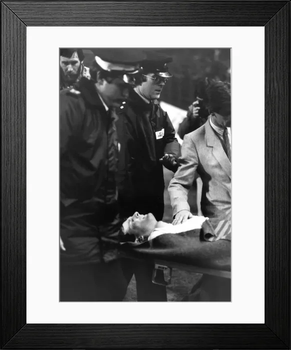 Framed Print : Chelsea v. Queens Park Rangers Chelsea goalkeeper Eddie Niedzwiecki is carried off Framed Print : Chelsea v. Queens Park Rangers Chelsea goalkeeper Eddie Niedzwiecki is carried off