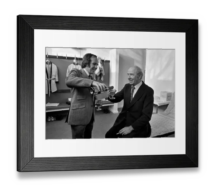 Framed Print : Sir Matt Busby. Oxford United players prior to match. Oxford United players celebrate Framed Print : Sir Matt Busby. Oxford United players prior to match. Oxford United players celebrate
