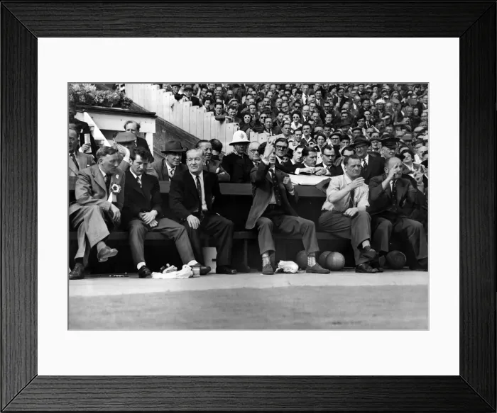 Framed Print : Bolton Wanderers FC Bench at the Cup Final 1958. May 1958 P005465 Framed Print : Bolton Wanderers FC Bench at the Cup Final 1958. May 1958 P005465