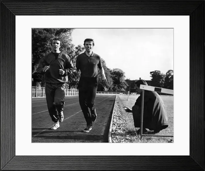 Framed Print : Manchester City footballer Mike Summerbee does special training with ex Great Britain