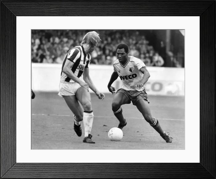 Framed Print : Watford v. West Bromwich Albion. Luther Blissett in action. September 1982 P003825 Framed Print : Watford v. West Bromwich Albion. Luther Blissett in action. September 1982 P003825