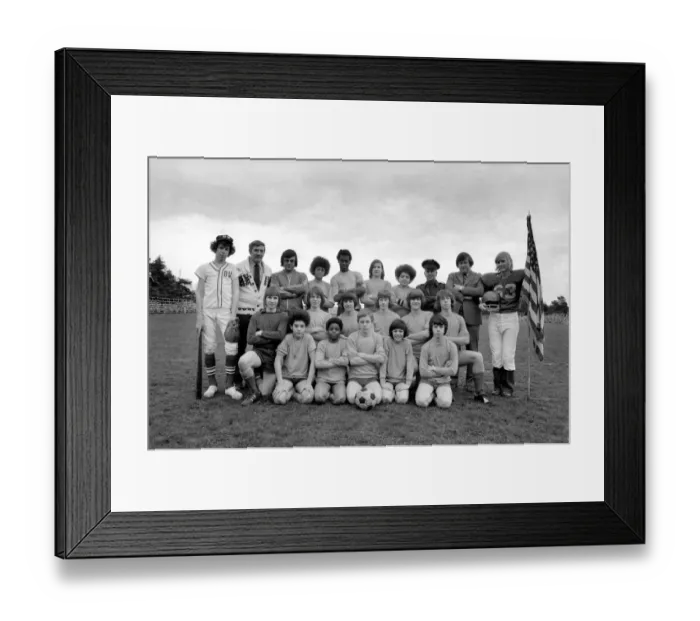 Framed Print : An All American Football Team: The all-American Soccer Squad at RAF Woodbridge, Suffolk
