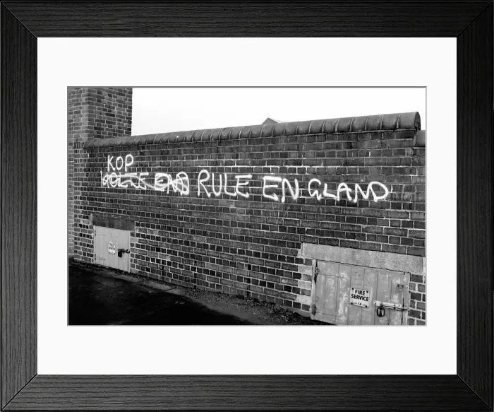 Framed Print : General views of Graffiti after a football match. February 1975 Framed Print : General views of Graffiti after a football match. February 1975