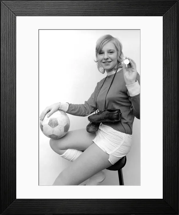 Framed Print : Girl. Sport. Football. Laura Sullivan - girl footballer transfered for 50p