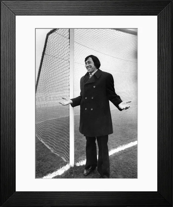 Framed Print : Bolton v. Stoke City Posponed. Gordon Banks, holds out his hands Framed Print : Bolton v. Stoke City Posponed. Gordon Banks, holds out his hands