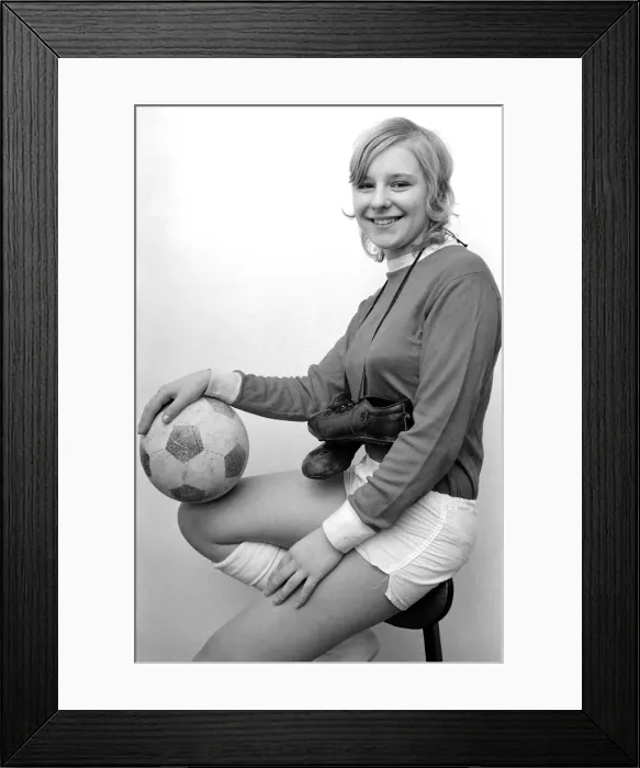 Framed Print : Girl. Sport. Football. Laura Sullivan - girl footballer transfered for 50p