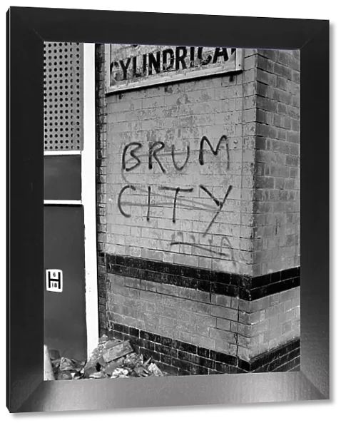 General views of Graffiti after a football match. February 1975