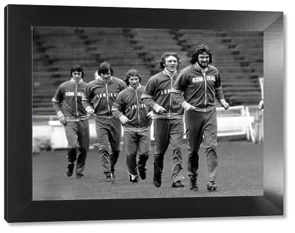 Alan Ball and Malcolm McDonald training along side the England team training at Wembly