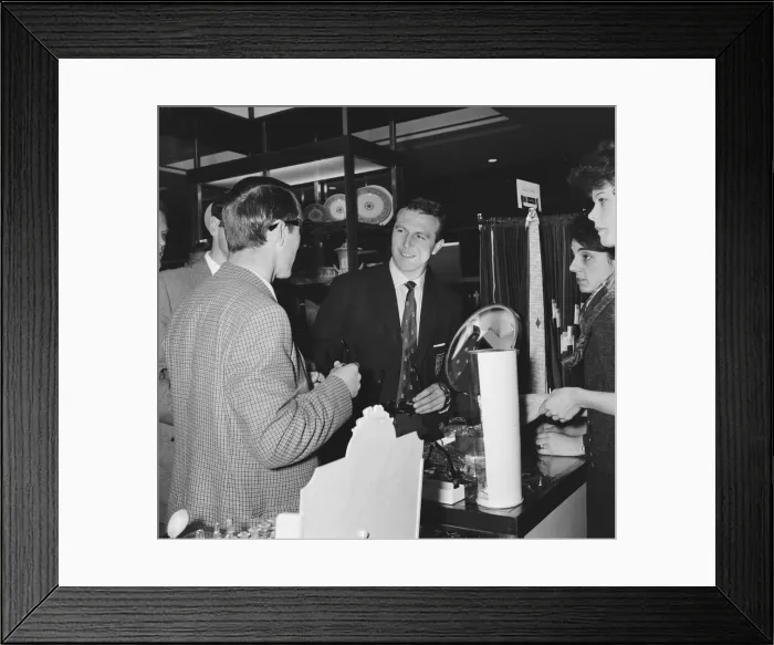 Framed Print : The England football team at London Airport before their flight to Santiago