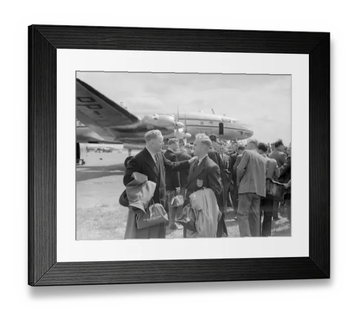 Framed Print : The England football squad at London airport just before departing to Brazil to