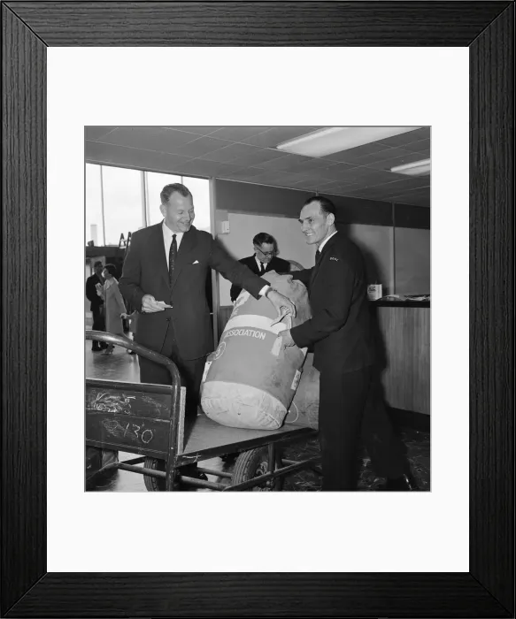 Framed Print : The England football team at London Airport before their flight to Santiago Framed Print : The England football team at London Airport before their flight to Santiago