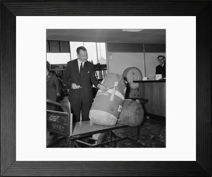 Framed Print : The England football team at London Airport before their flight to Santiago Framed Print : The England football team at London Airport before their flight to Santiago