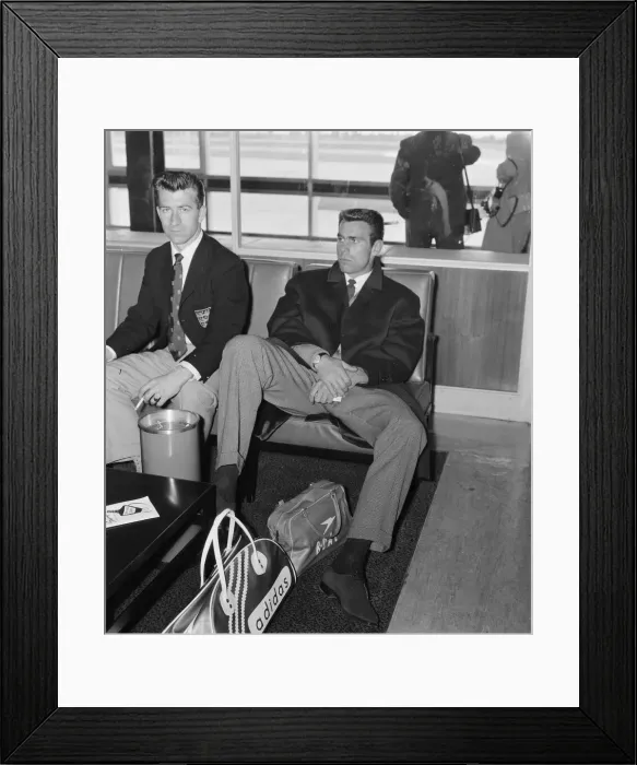 Framed Print : The England football team at London Airport before their flight to Santiago Framed Print : The England football team at London Airport before their flight to Santiago