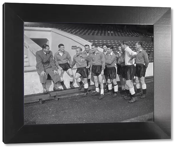 The England football team training at Maine Road, Manchester in preparation for their