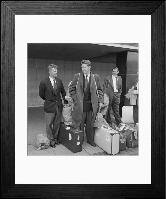 Framed Print : The England football squad return to London airport after being knocked out of the World Framed Print : The England football squad return to London airport after being knocked out of the World