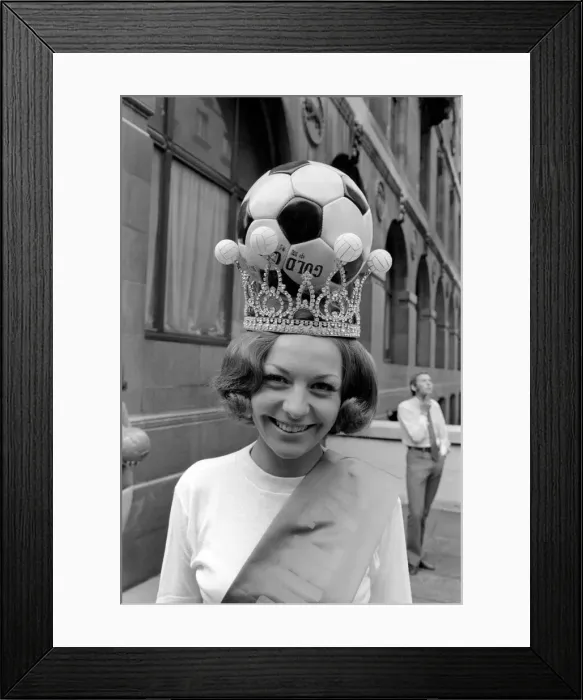 Framed Print : Miss Goal. BritainIs No. 1 Girl Football Fan. At the Waldorf Hotel in London Ten