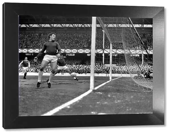 Everton v. Arsenal: West looks back in despair as Georgees shot goes past Hurstes foot to