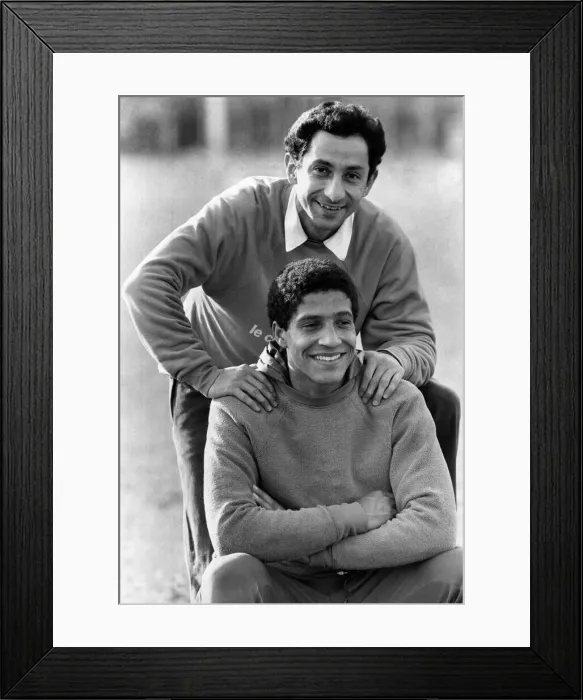 Framed Print : Cock-a-hoop: Tottenham stars Ossie Ardiles (top) and Chris Hughton win back their Cup Framed Print : Cock-a-hoop: Tottenham stars Ossie Ardiles (top) and Chris Hughton win back their Cup