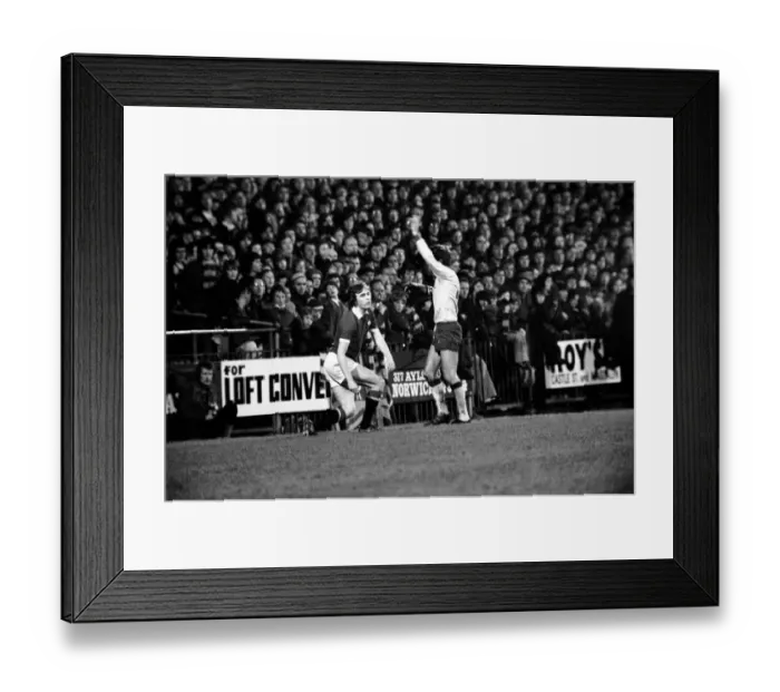Framed Print : Football: Norwich F. C. (1) v. Manchester United F. C. (0). January 1975 75-00414-006 Framed Print : Football: Norwich F. C. (1) v. Manchester United F. C. (0). January 1975 75-00414-006