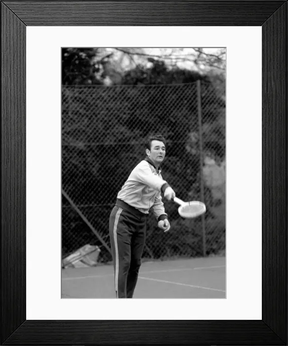 Framed Print : Brian Clough Nottingham Forest manager playing tennis. January 1975 75-00170-003 Framed Print : Brian Clough Nottingham Forest manager playing tennis. January 1975 75-00170-003