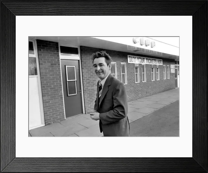 Framed Print : Brian Clough new Manager of Nottingham Forest F. C. Brian Clough arrives at Nottingham Framed Print : Brian Clough new Manager of Nottingham Forest F. C. Brian Clough arrives at Nottingham