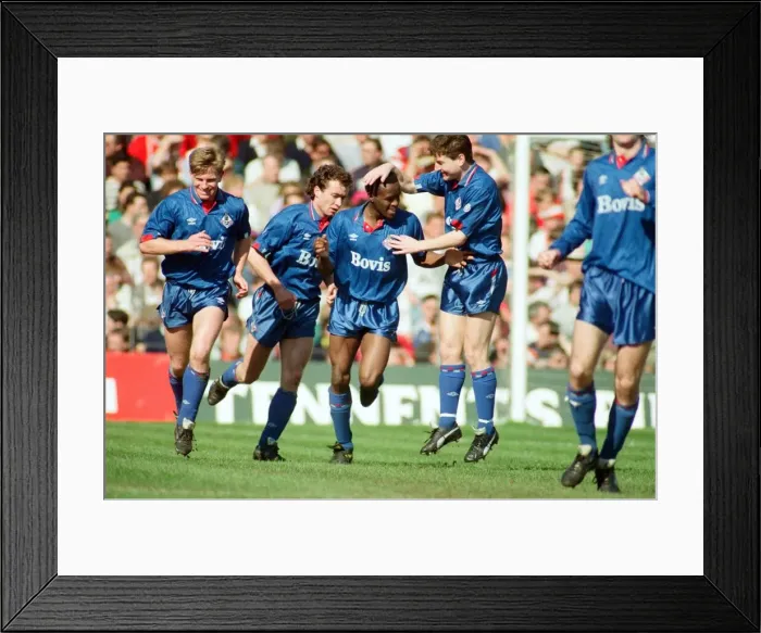 Framed Print : Andy Barlow, Mike Milligan, Earl Barrett and Dennis Erwin. FA Cup Framed Print : Andy Barlow, Mike Milligan, Earl Barrett and Dennis Erwin. FA Cup