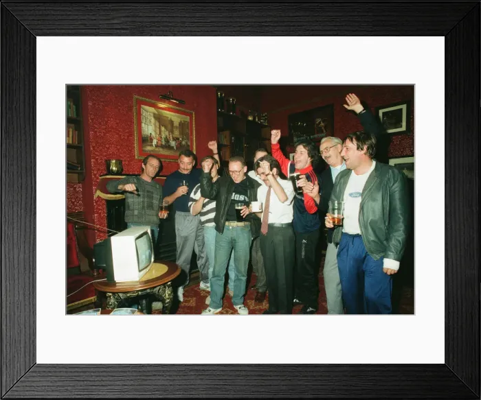 Framed Print : England fans watch World Cup semi final match between England & West Germany