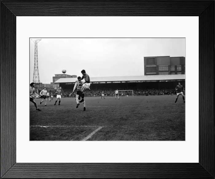 Framed Print : Hill head goalwards, Hughes is next to him. December 1969 Z12046-003 Framed Print : Hill head goalwards, Hughes is next to him. December 1969 Z12046-003