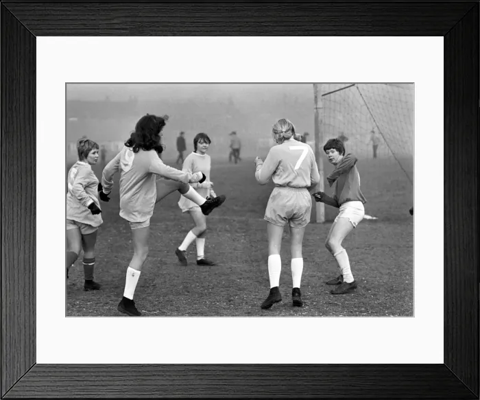 Framed Print : The football game was between Walkden Ladies and Blenhein Albion a boys team from Bolton Framed Print : The football game was between Walkden Ladies and Blenhein Albion a boys team from Bolton